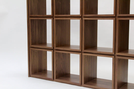 American walnut record shelves