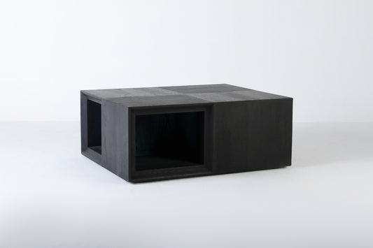 Black oak coffee table.