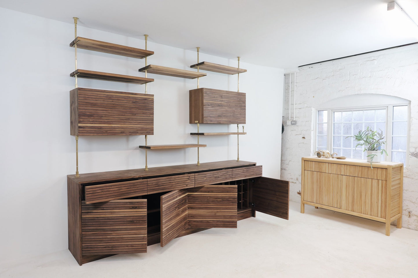 Walnut modular shelving