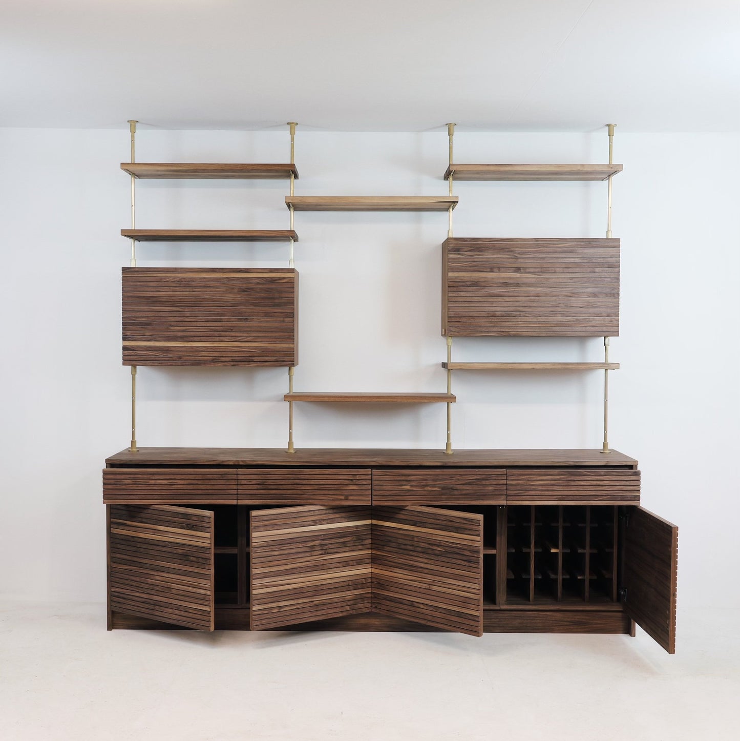 Walnut modular shelving