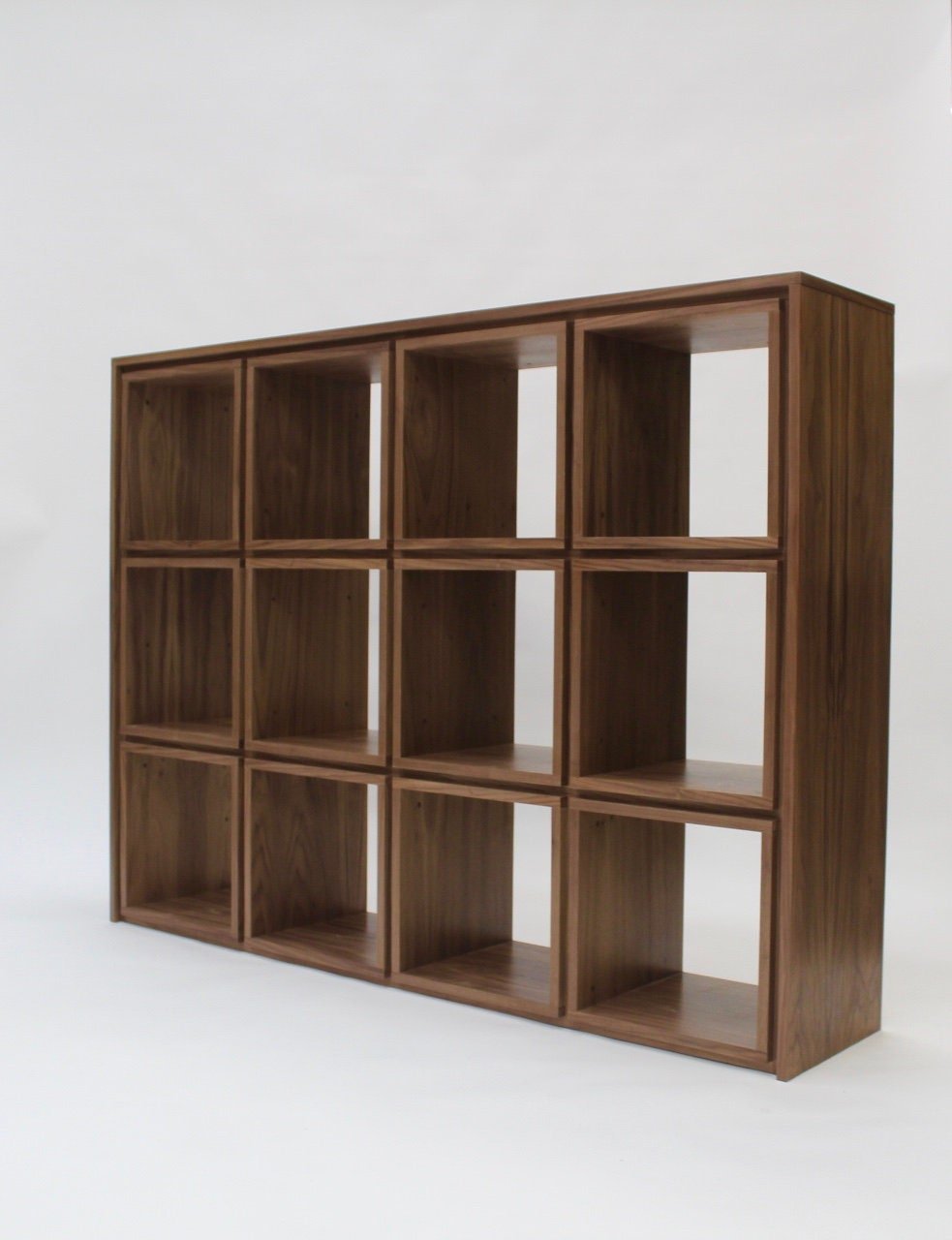 American walnut record shelves